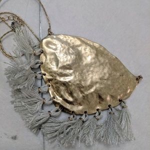 Anthropologie Gold Tassel Pendant Necklace